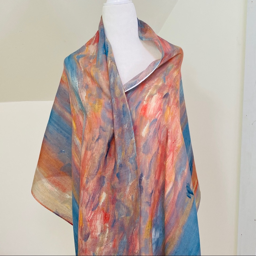NEW without TAGS Elegant Wrap w. Watercolor Beach Scene